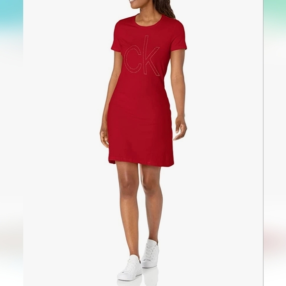 Calvin Klein Petite Red T-Shirt Dress - Picture 1 of 5